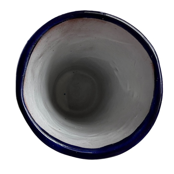 Mexican Pottery Vase Blue & White Hecho En Mexico 5 1/2" Tall Folk Floral Flower - Picture 6 of 6